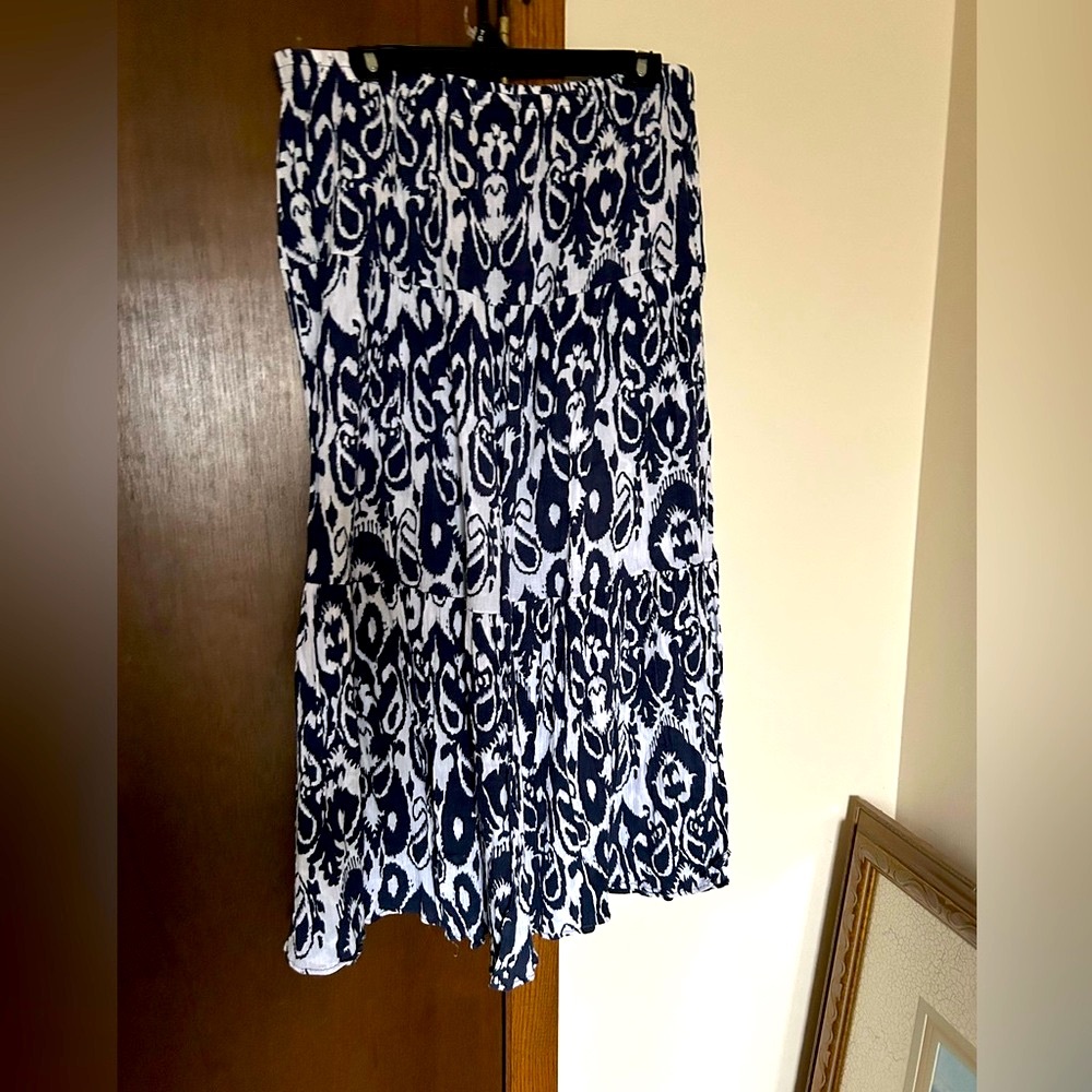 Notations Navy and White Patterned Women's Skirt